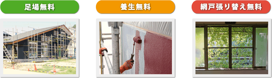 足場無料 養生無料 網戸張り替え無料